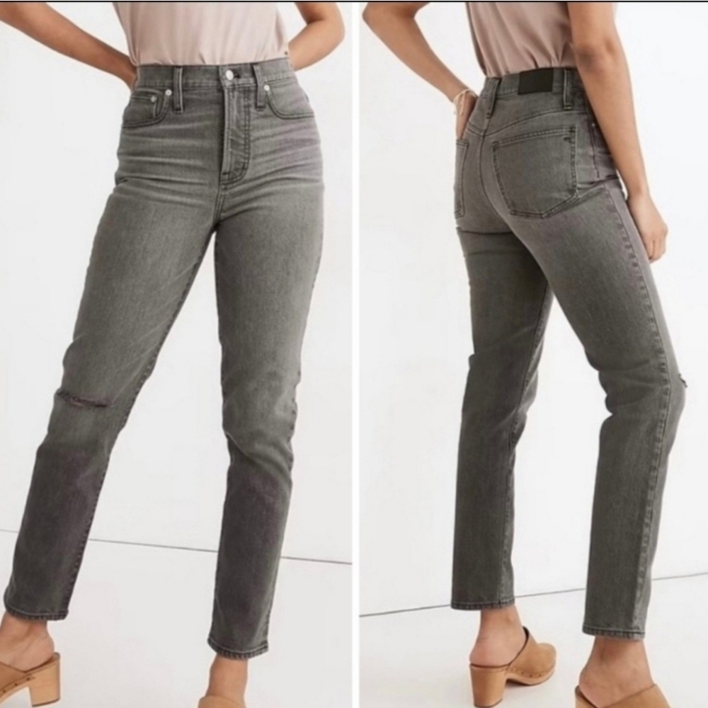MADEWELL The perfect Vintage Jean in Grey Connell Wash Ripped Edition Size 27